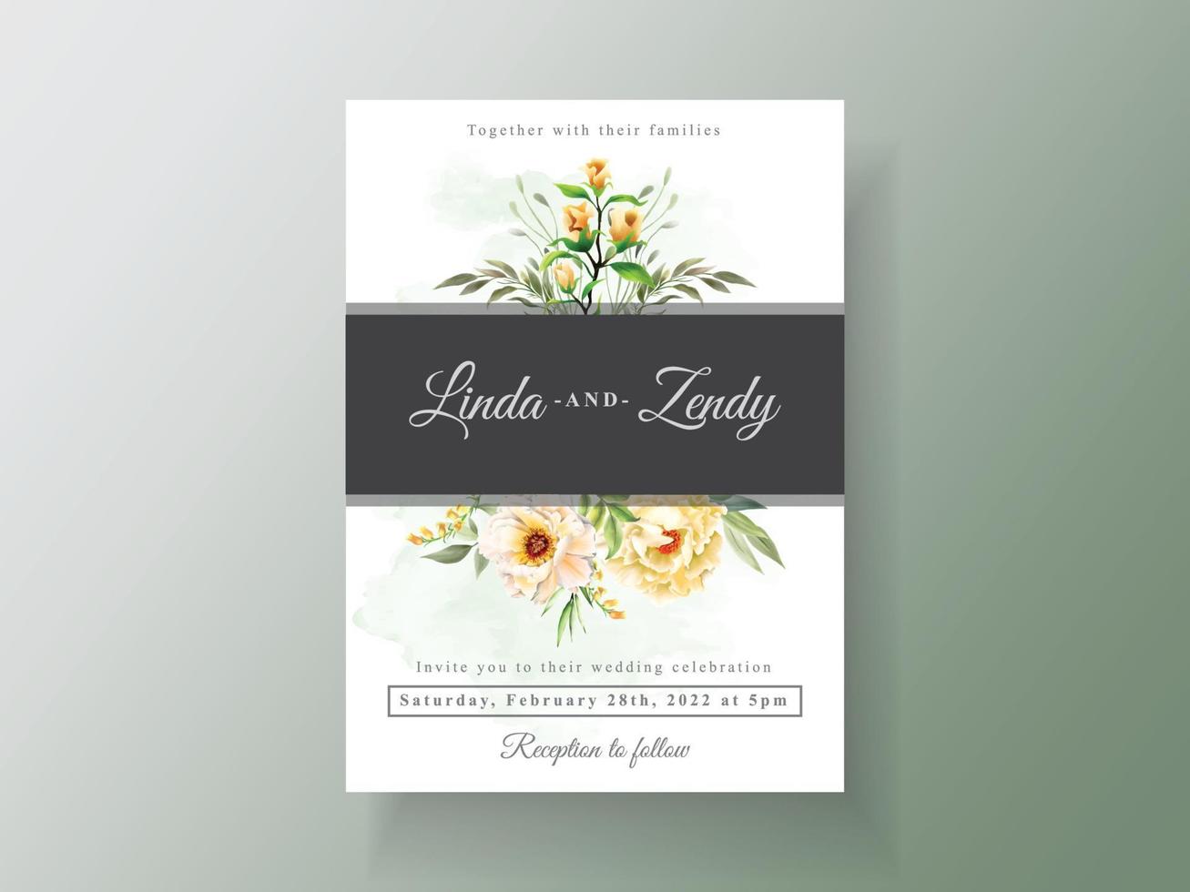 Beautiful floral wedding invitation template vector