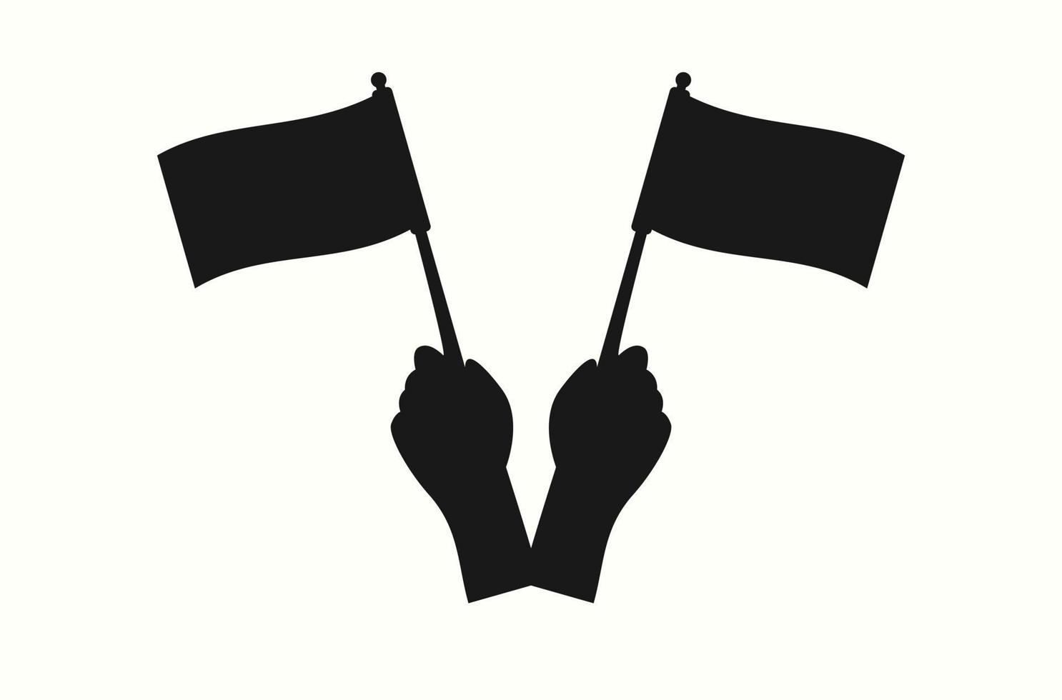 silhouette of person waving flag vector