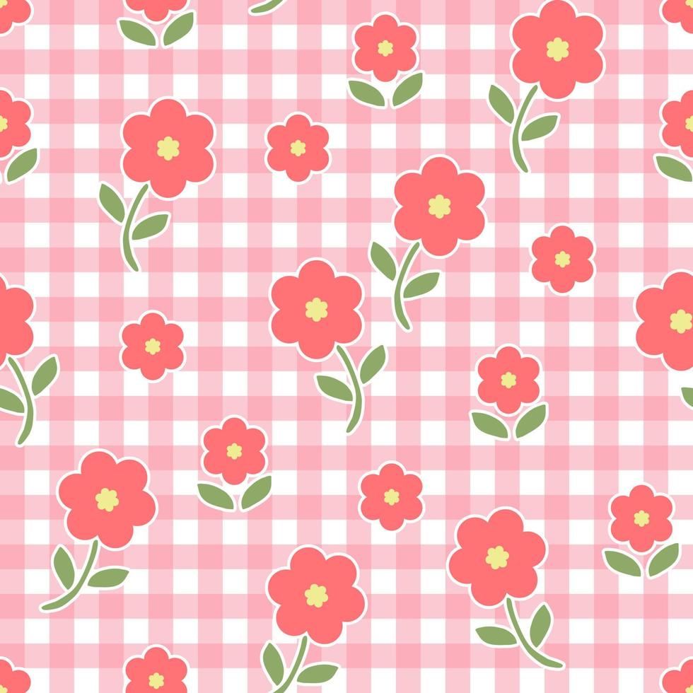 Very colorful seamless pattern design of cute flowers that isolated on white background. Suitable for wrapping paper, wallpaper, fabric, backdrop and etc. vector