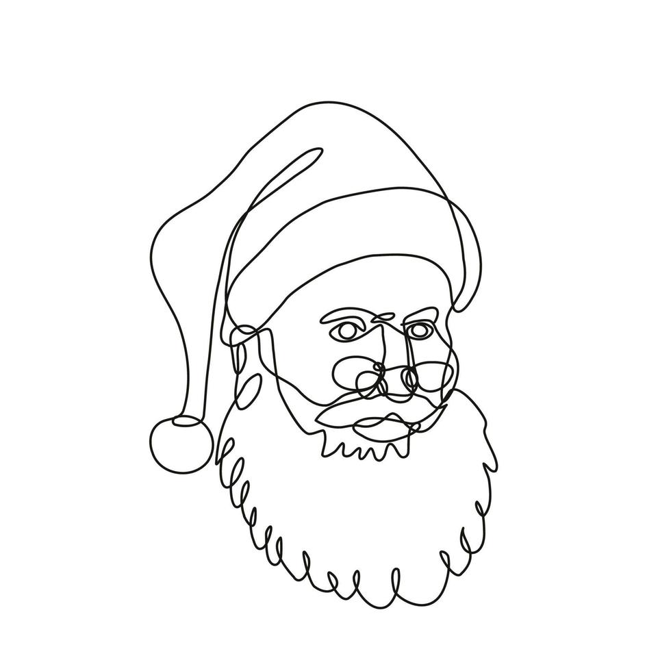 santa claus kris kringle papá noel visto desde el lado dibujo de línea continua vector