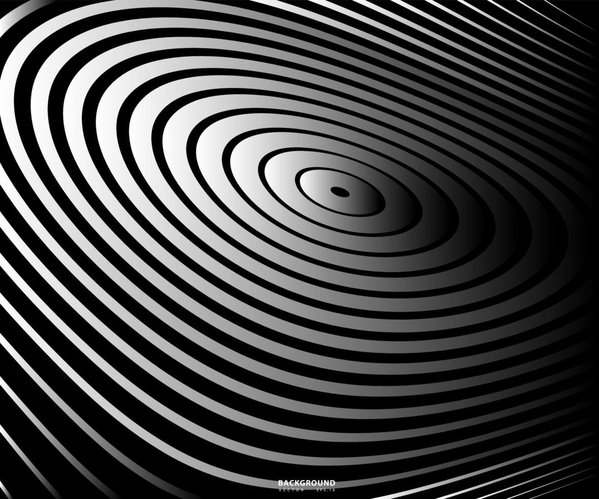 patrón de círculo abstracto anillo de color blanco y negro. Ilustración de vector abstracto para onda de sonido, gráfico monocromo.