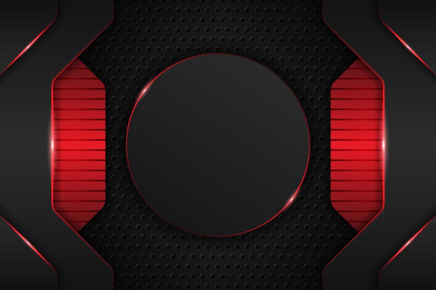Modern Background Realistic Circle Metallic Technology Glowing Red and Dark vector