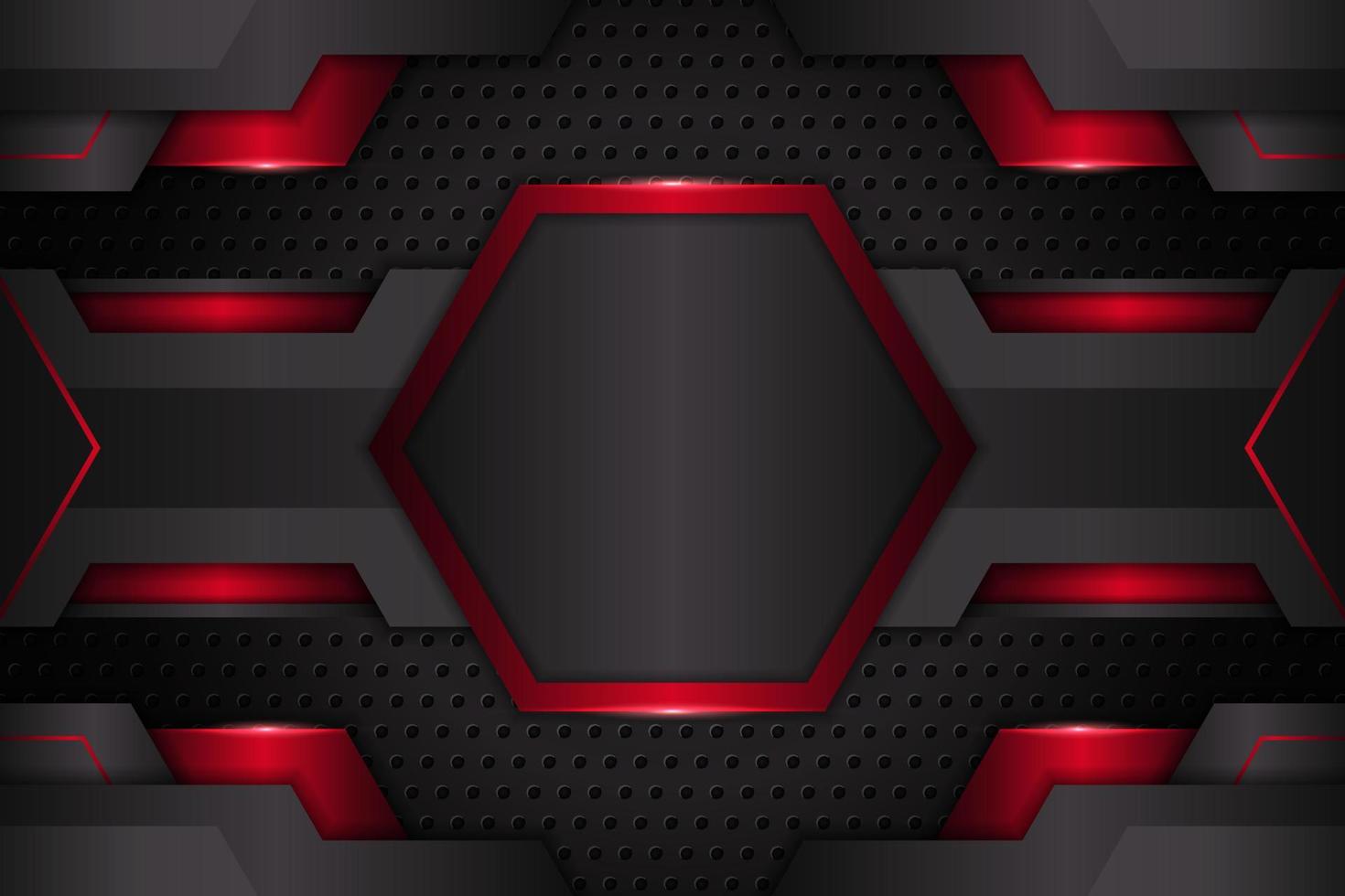 Modern Background Futuristic Technology 3D Realistic Red Hexagon with Metallic Grey vector