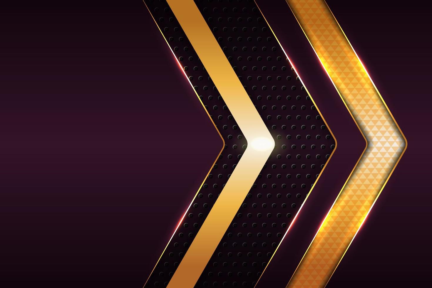 Luxury Background Realistic Arrow  Glossy Metallic Maroon with Shiny Gold vector