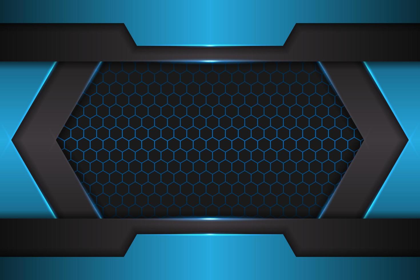 Modern Background Futuristic Technology Glossy Blue with Hexagon Pattern vector