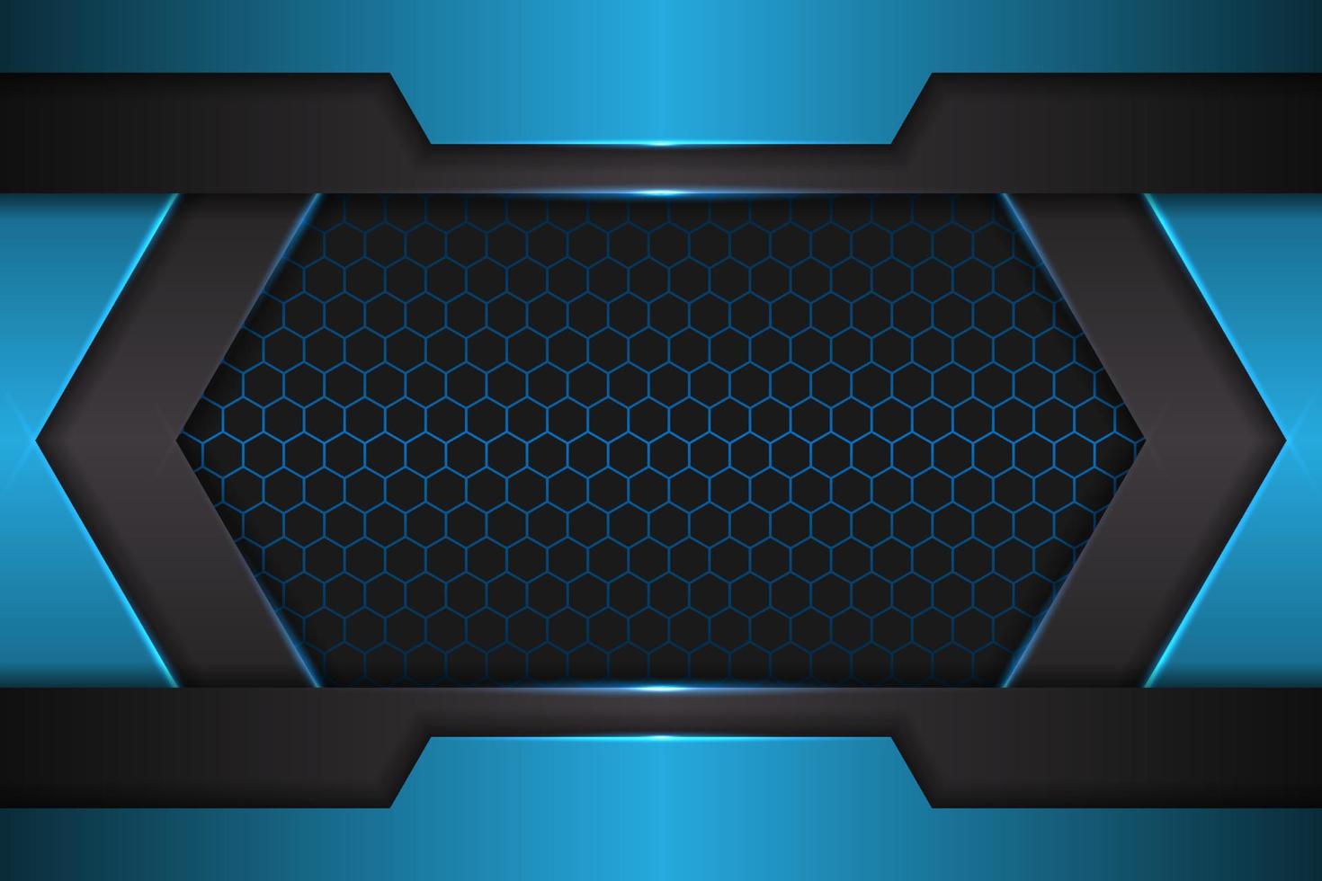 Modern Background Futuristic Technology Glossy Blue with Hexagon Pattern vector