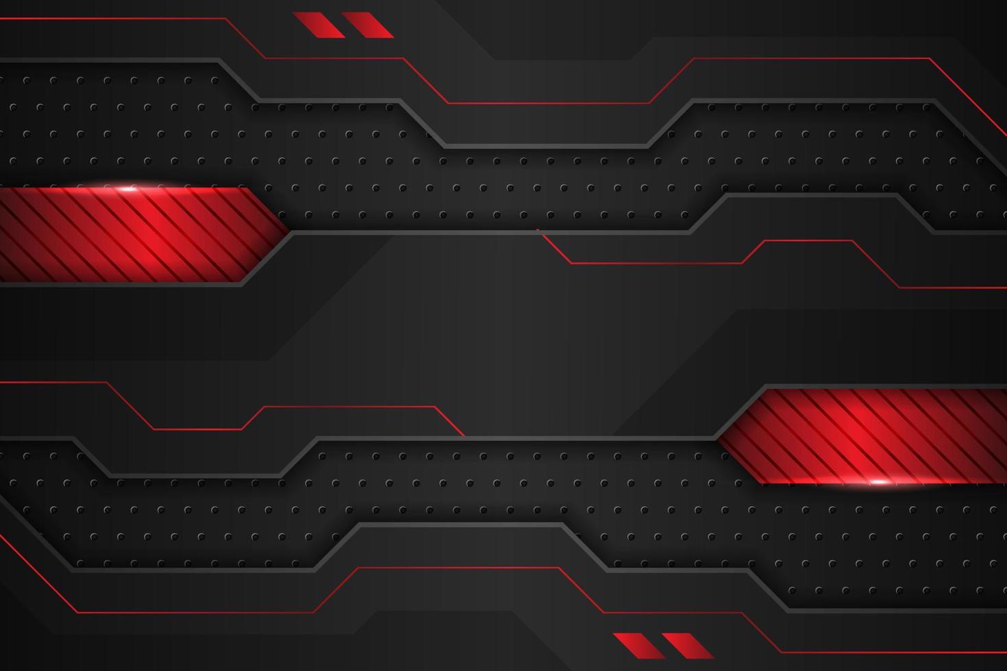 Modern Background Realistic Metallic Technology Glowing Red and Dark vector