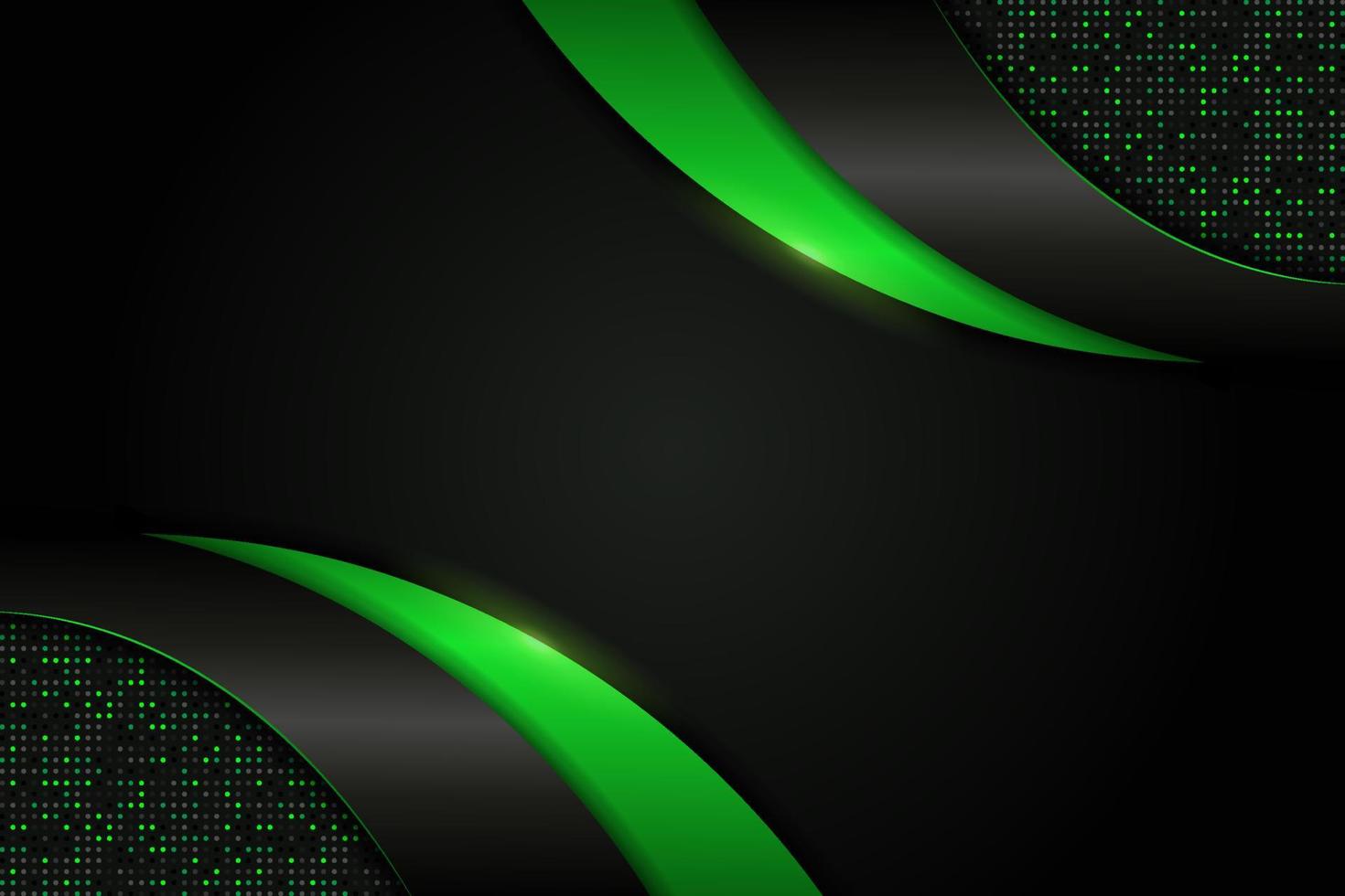 Modern Background Dynamic Overlapped Layer Glowing Green Metallic with Glitter Effect vector