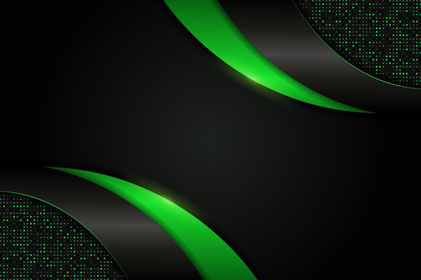 Modern Background Dynamic Overlapped Layer Glowing Green Metallic with Glitter Effect vector