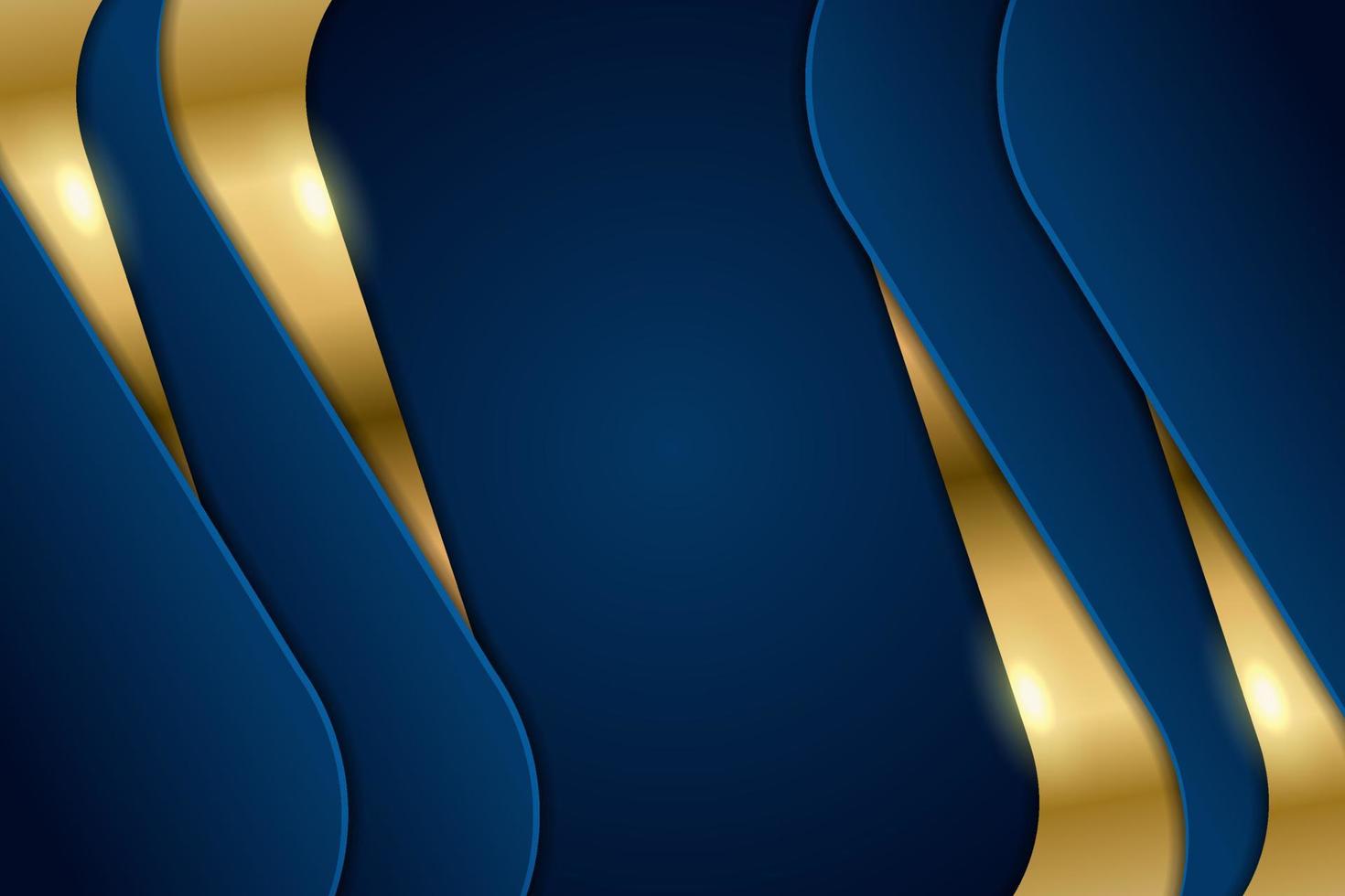 Luxury Background Dynamic Overlapped Blue Layer with Shiny Golden Effect vector