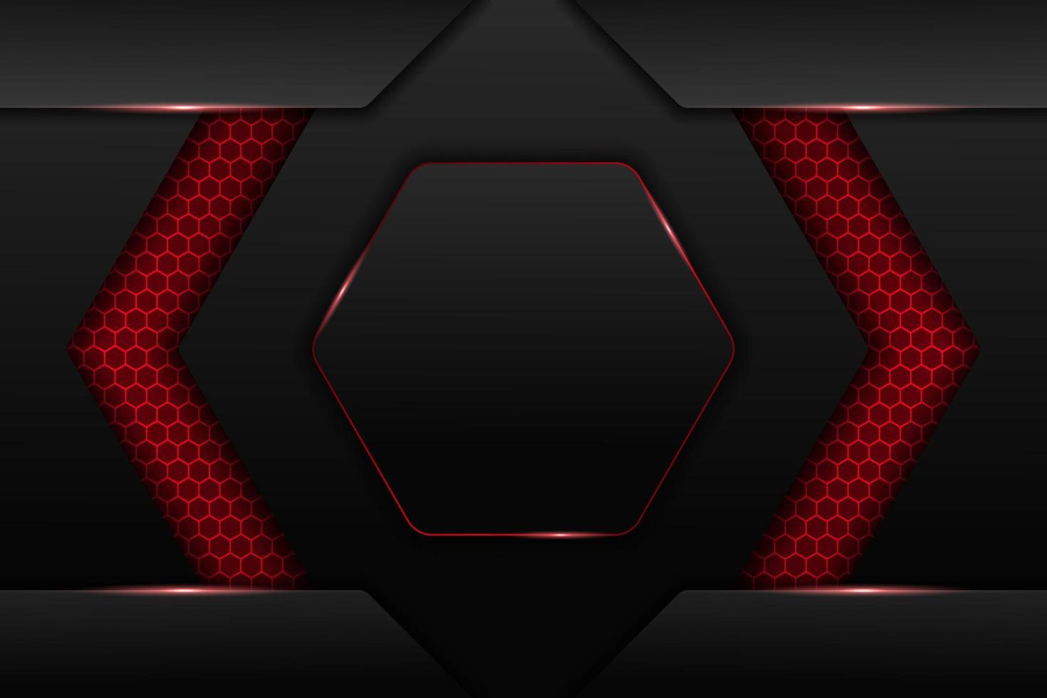 Modern Technology Background Metallic 3D Hexagon Futuristic Gaming Glow Red vector