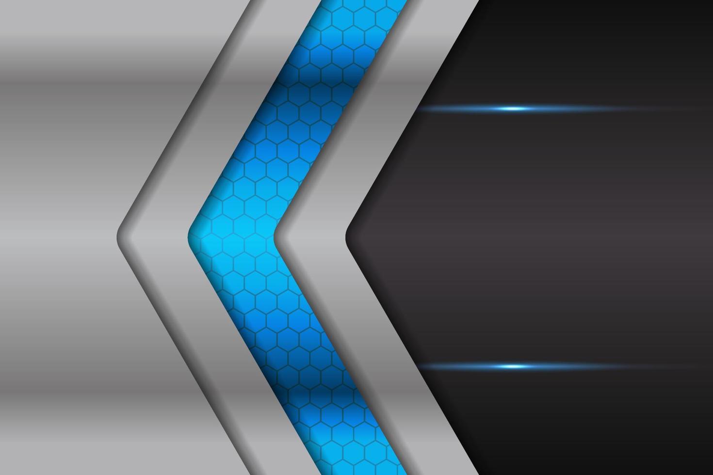 Fondo moderno flecha tecnología futurista azul con plateado brillante metálico vector