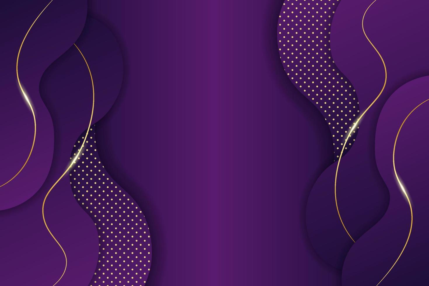 Luxury Background Overlapped Purple Dynamic Shape with Golden Line Glow Effect vector