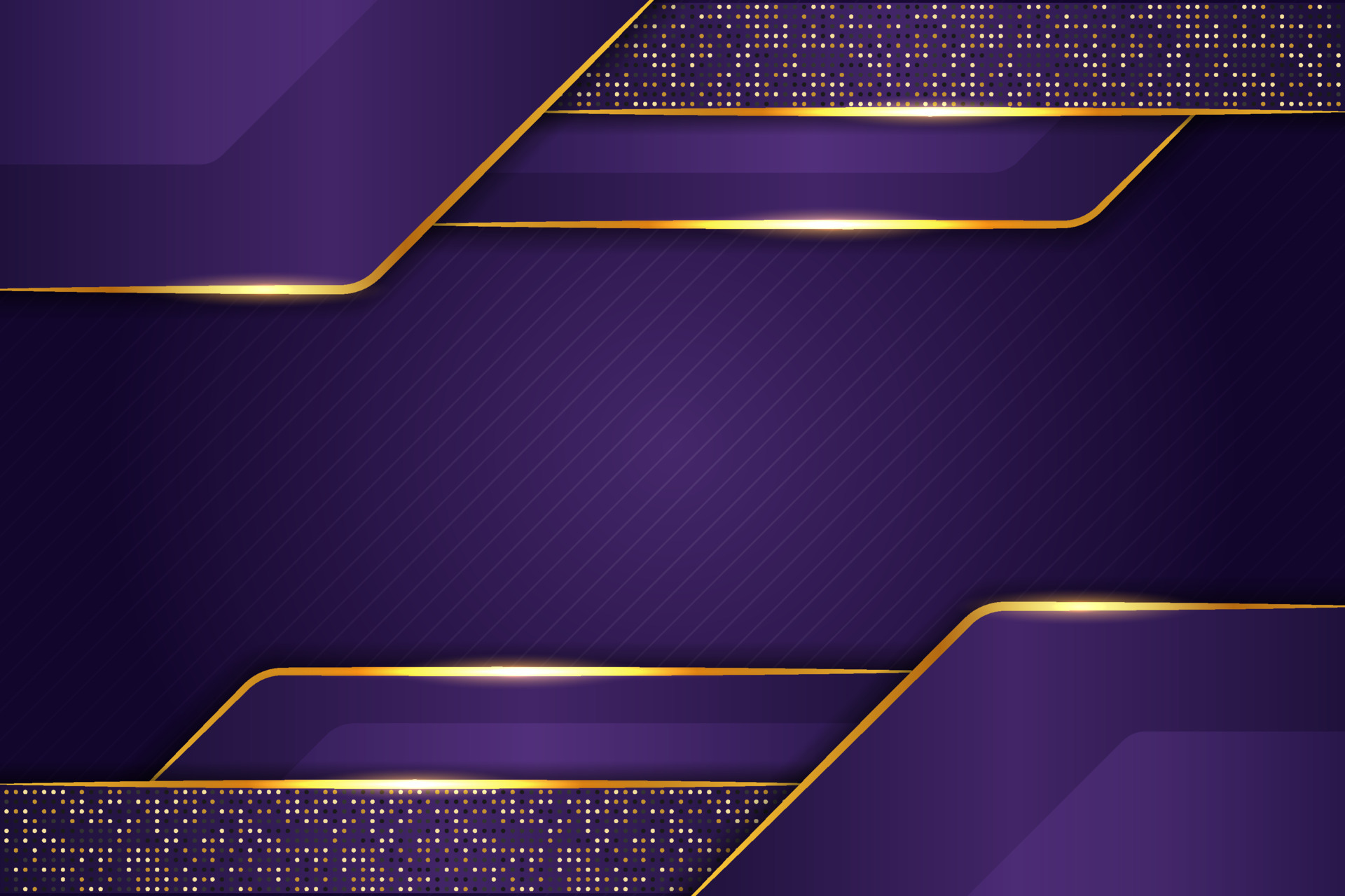 Luxury Background Purple Overlapped Layer with Elegant Glow Golden