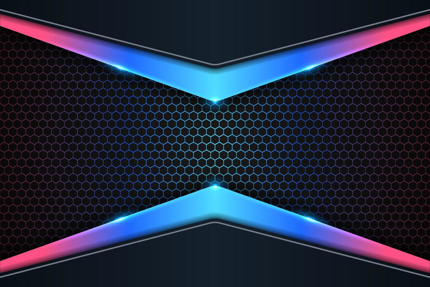 Modern Background Futuristic Colorful Glow Neon with Dark Hexagon Effect vector