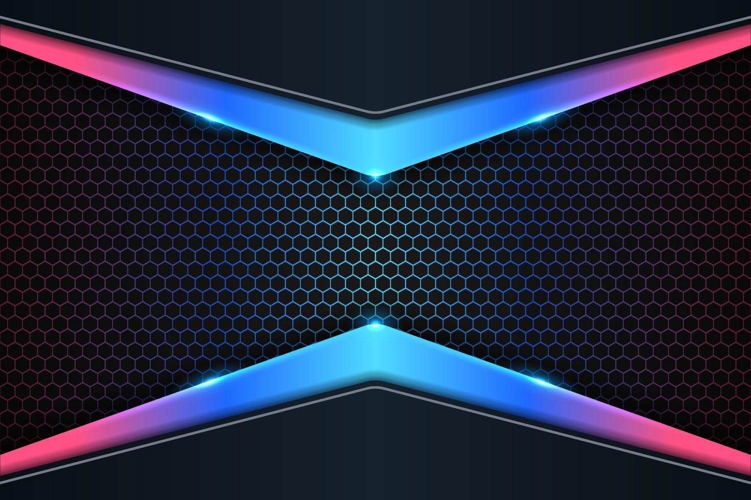 Fondo moderno futurista colorido resplandor neón con efecto hexagonal oscuro vector