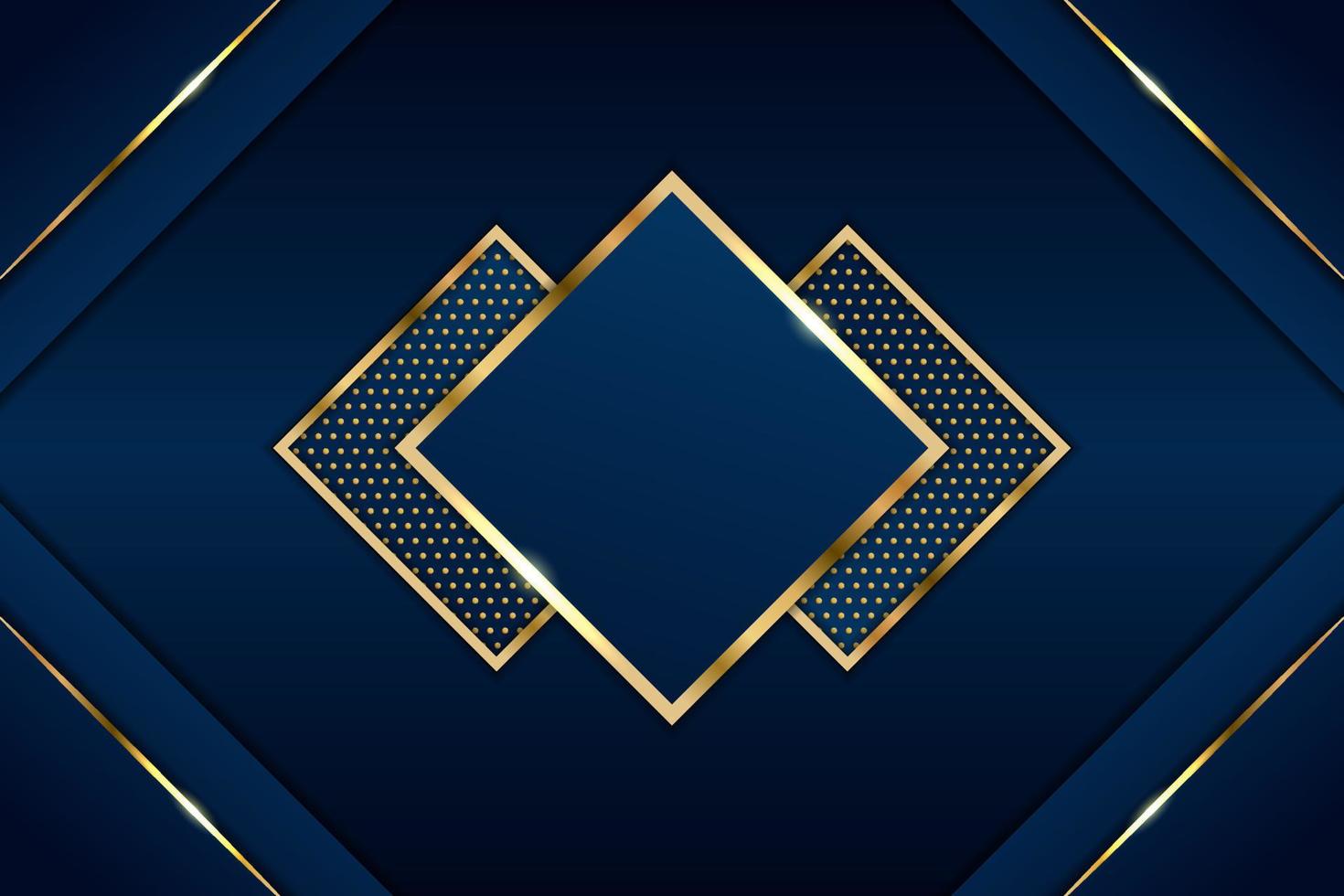 Luxury Background Overlapped Blue Layer with Shiny Square Golden Effect vector
