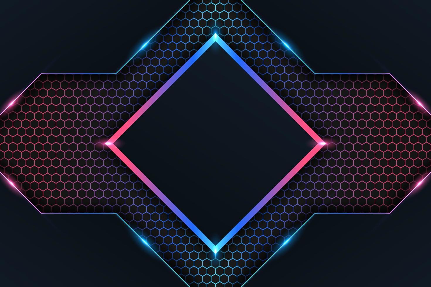 Modern Background Futuristic Technology Colorful Geometric Glow Neon with Dark Hexagon Effect vector