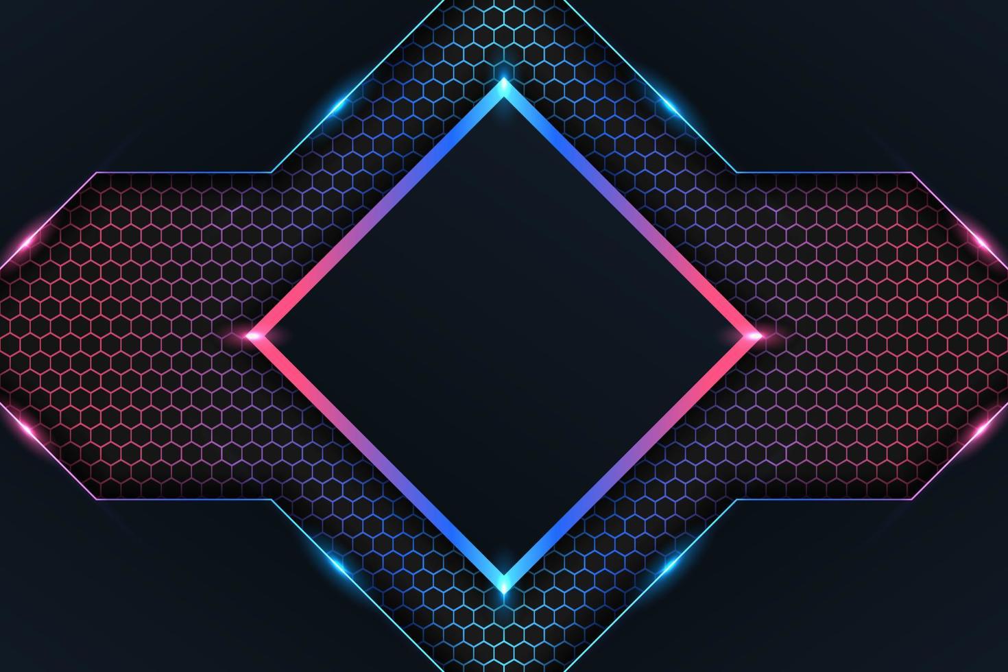 Modern Background Futuristic Technology Colorful Geometric Glow Neon with Dark Hexagon Effect vector