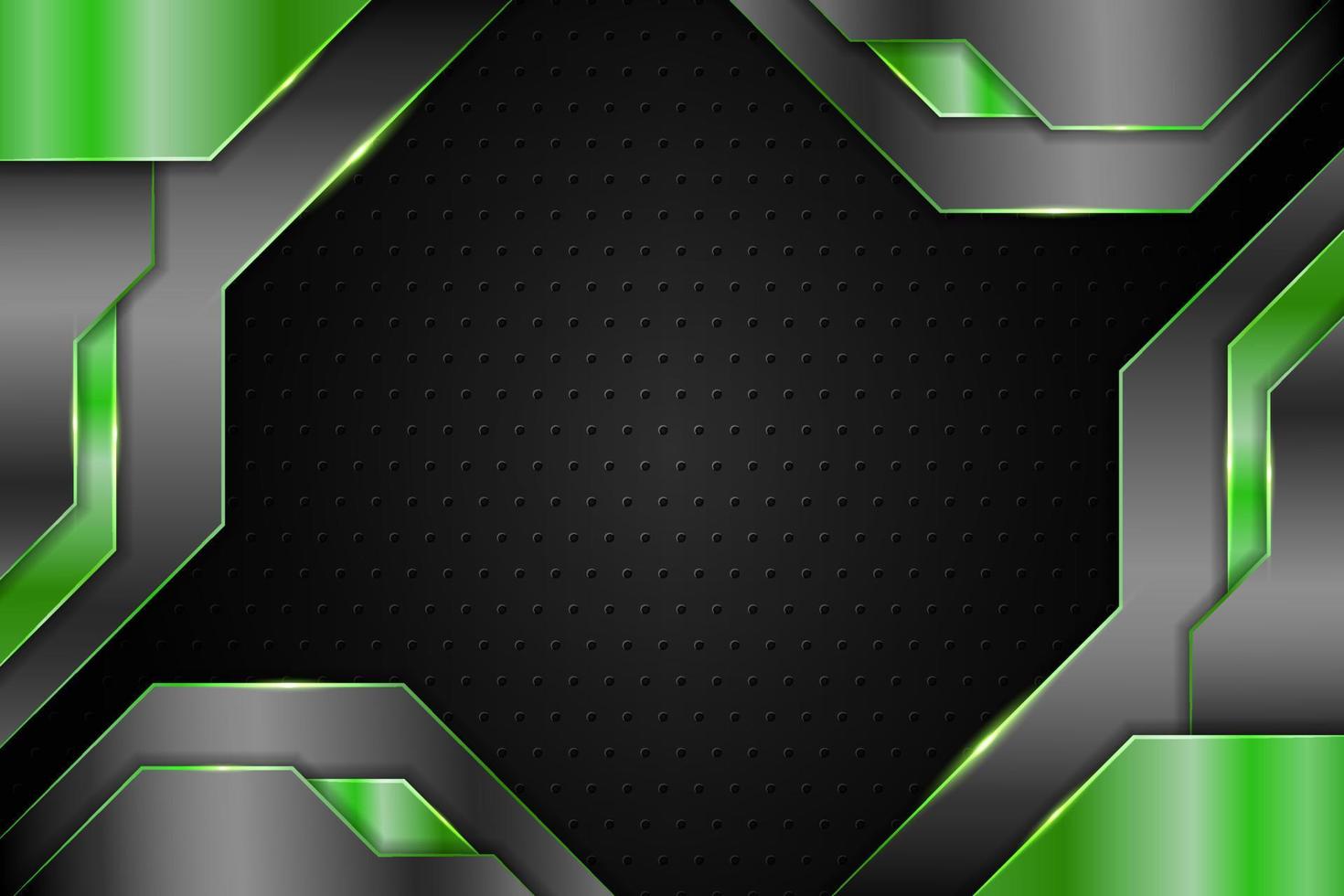 Modern Background Realistic Technology Overlapped Metallic Green and Grey vector