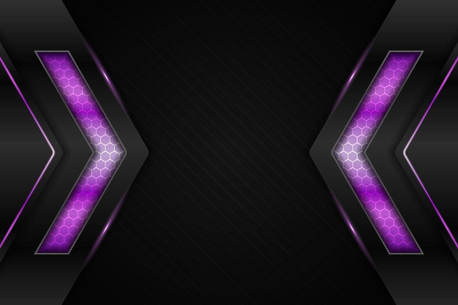 tecnología de fondo moderno realista flecha brillante metálico púrpura y oscuro vector