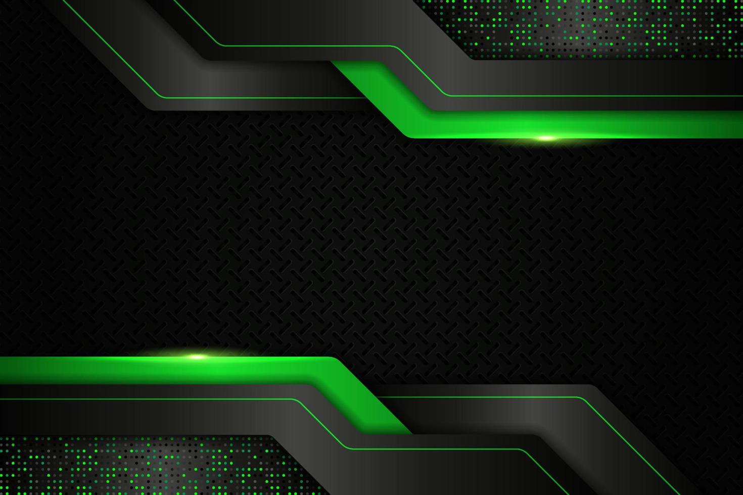 Modern Background Realistic Technology Overlapped Layer Glowing Green Metallic with Glitter Effect vector