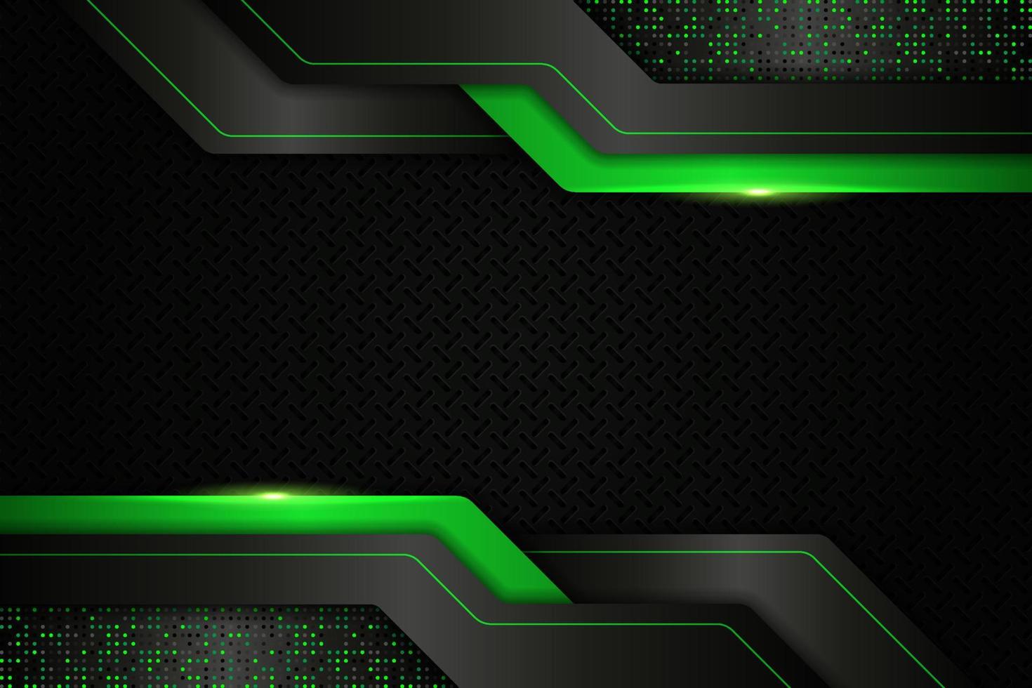 Modern Background Realistic Technology Overlapped Layer Glowing Green Metallic with Glitter Effect vector