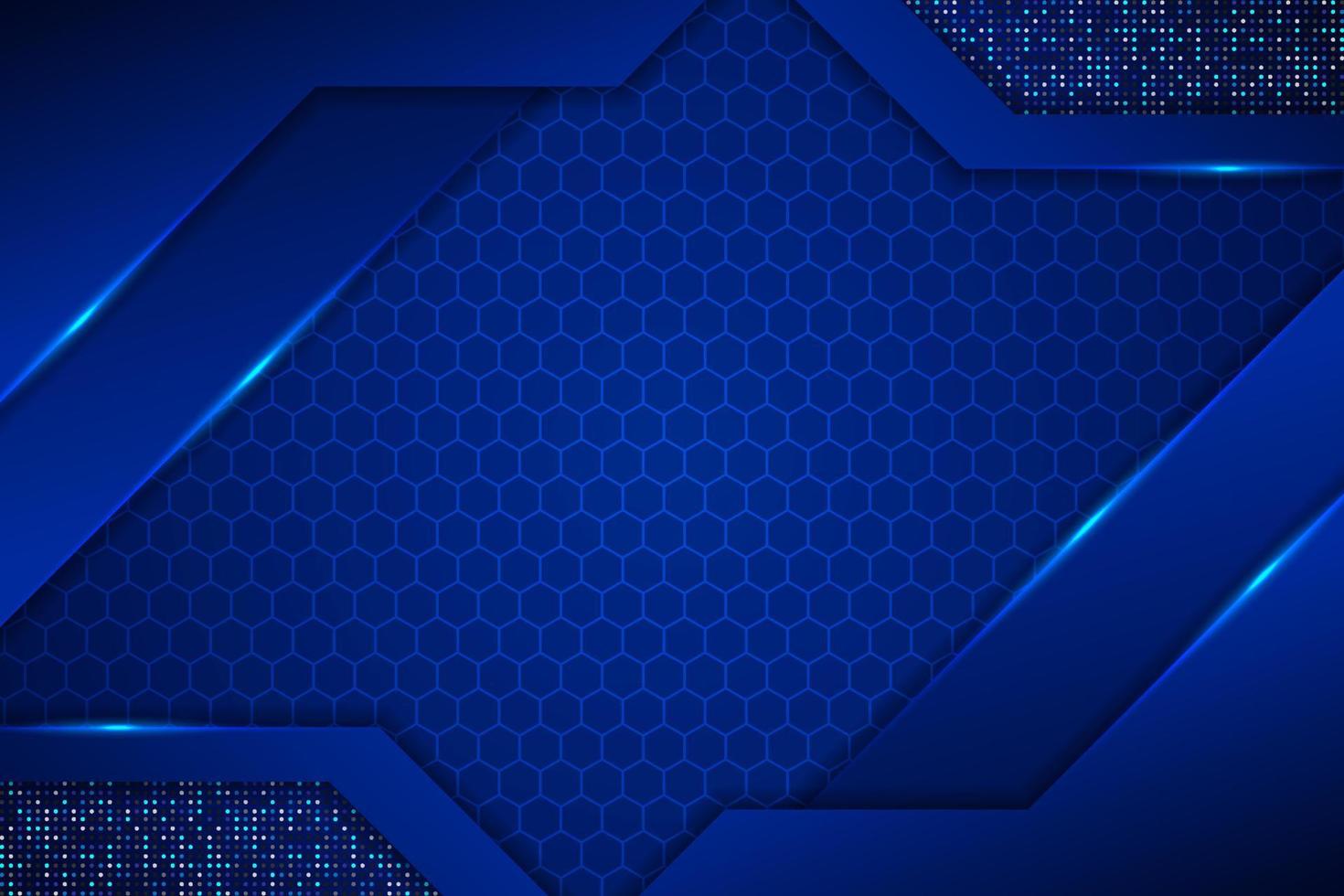 Modern Technology Background Premium Futuristic Diagonal 3D Shiny Blue Hexagon with Glitter vector