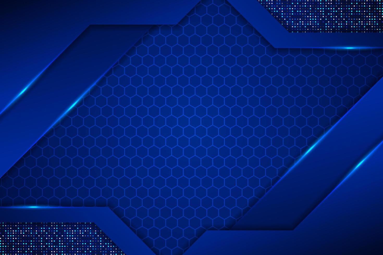 Modern Technology Background Premium Futuristic Diagonal 3D Shiny Blue Hexagon with Glitter vector