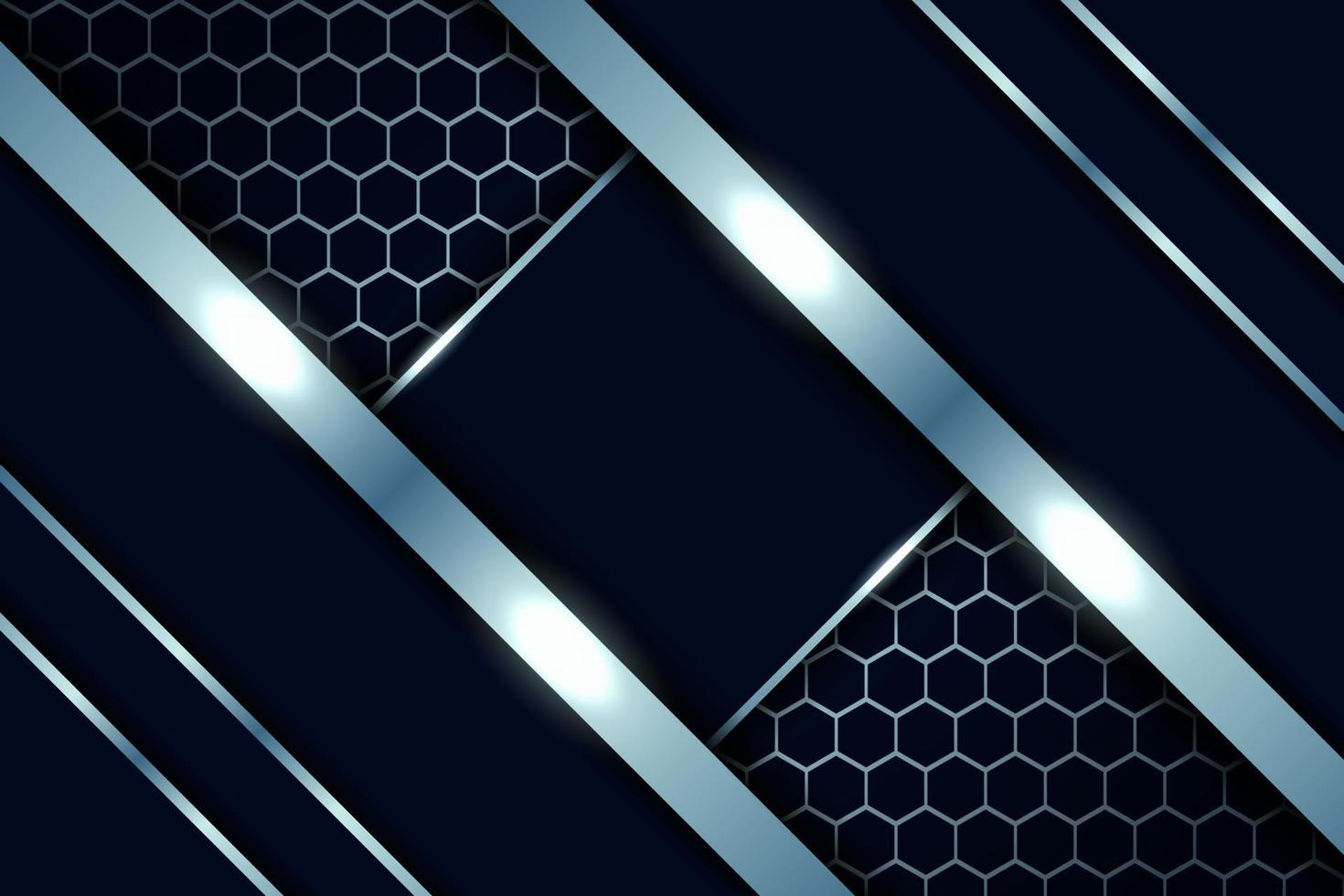 Fondo de lujo realista diagonal brillante azul marino metálico con efecto plateado brillante vector