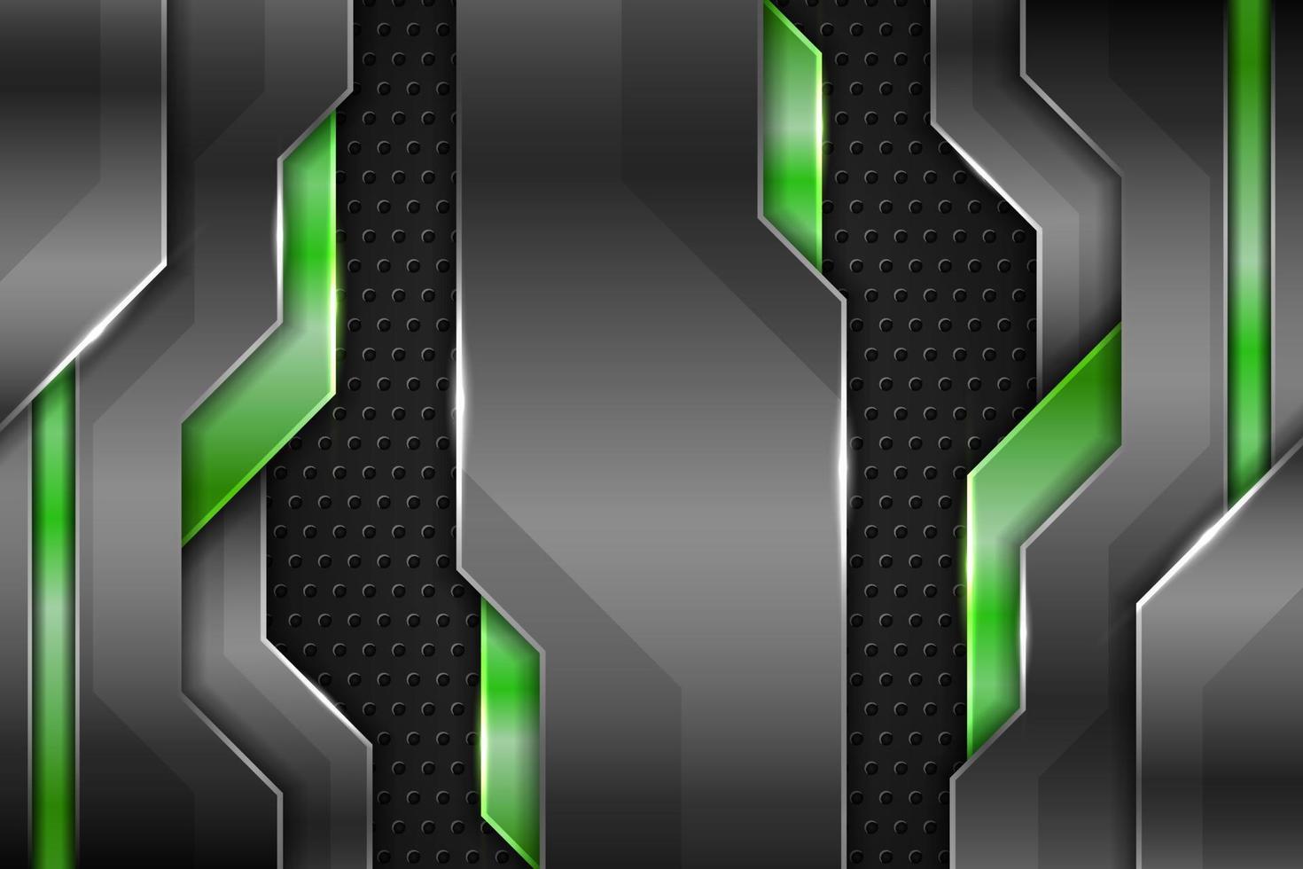 Modern Background Realistic Technology Overlapped 3D Metallic Glossy Green and Grey vector