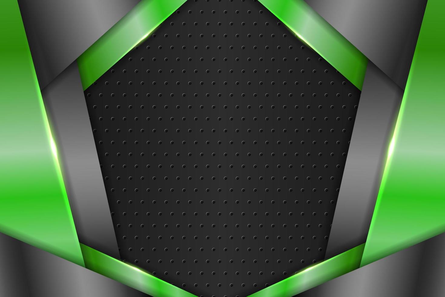 Modern Background Realistic Technology Overlapped  3D Metallic Green and Grey vector