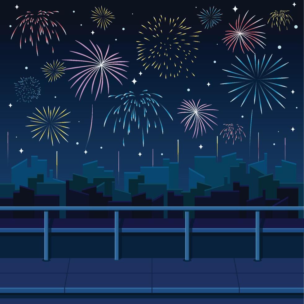 New Year Celebration with Firework Show vector