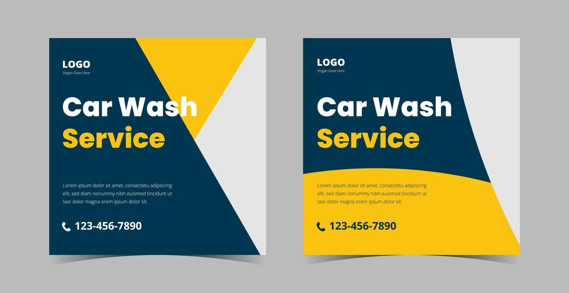 Paquete de plantillas de diseño de redes sociales de lavado de autos. paquete de diseño de carteles de servicio de lavado de autos y detalles vector