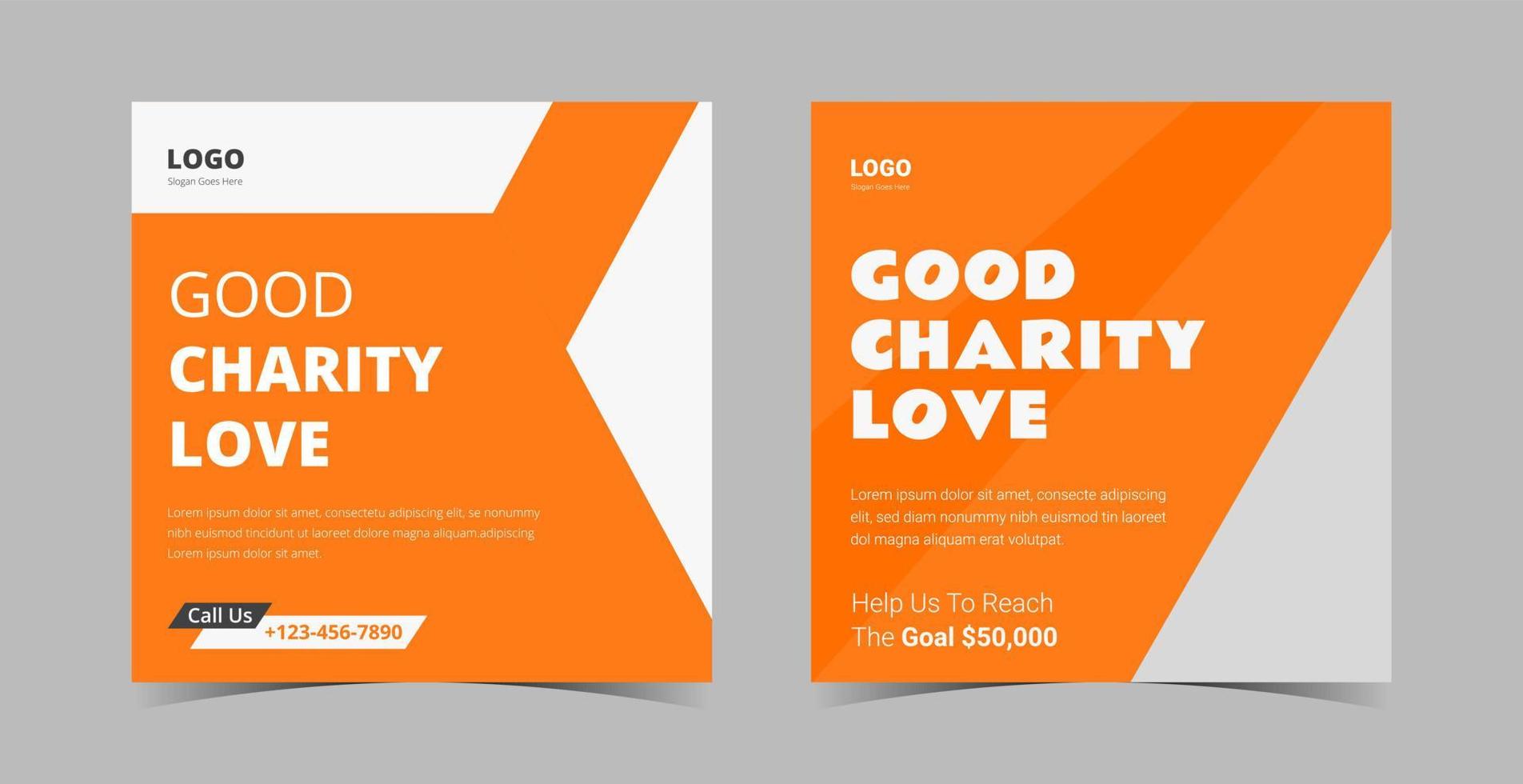Charity support social media design template bundle. Charity donation poster design vector