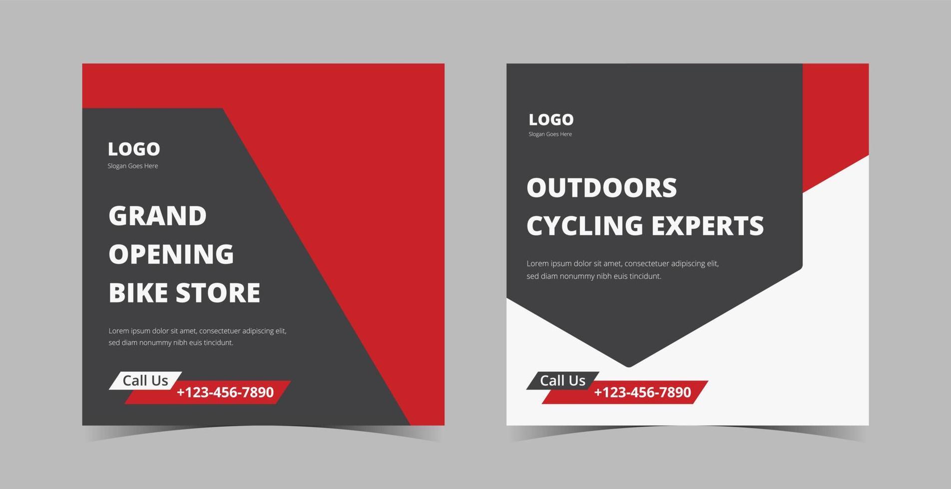 Bike shop opening social media design. New bike collection poster leaflet design. Grand opening bike shop social media template. vector