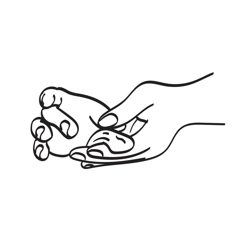 primer plano de la mano del chef haciendo sushi ilustración vectorial aislado sobre fondo blanco arte lineal. vector