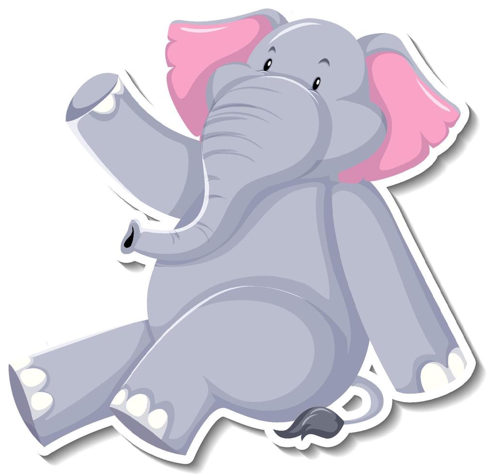 Elephant sitting cartoon character on white background vector