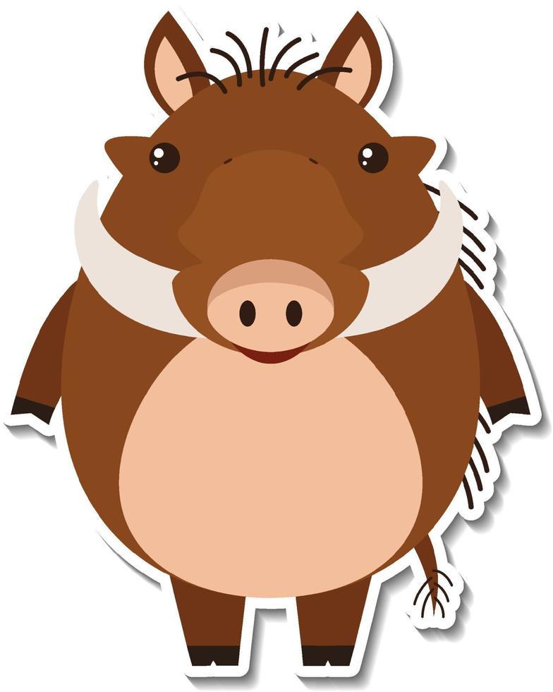 Chubby boar animal cartoon sticker vector