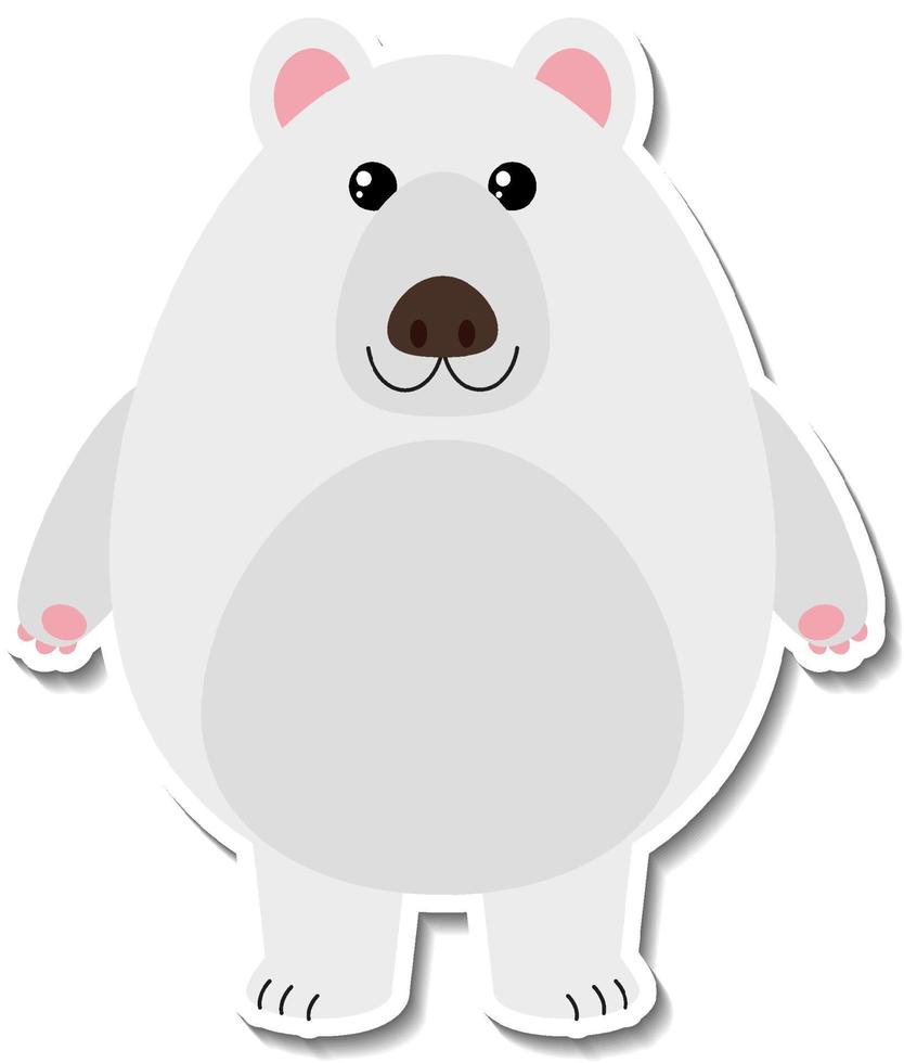 Pegatina de dibujos animados de animales de oso polar gordito vector