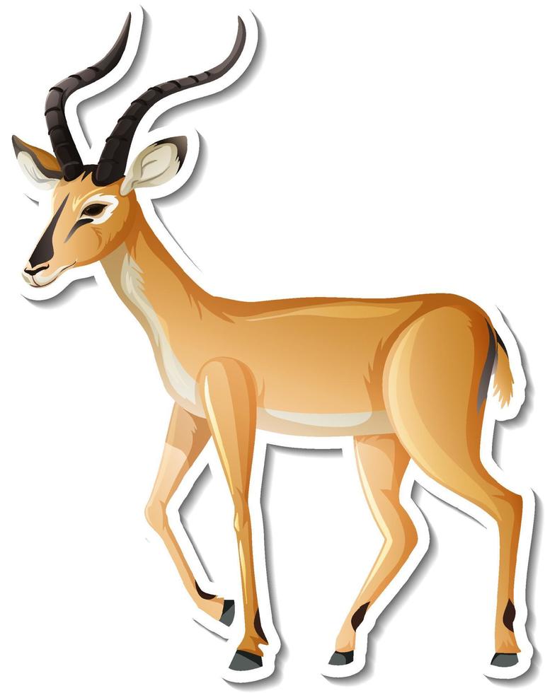 A sticker template of antelope cartoon character vector