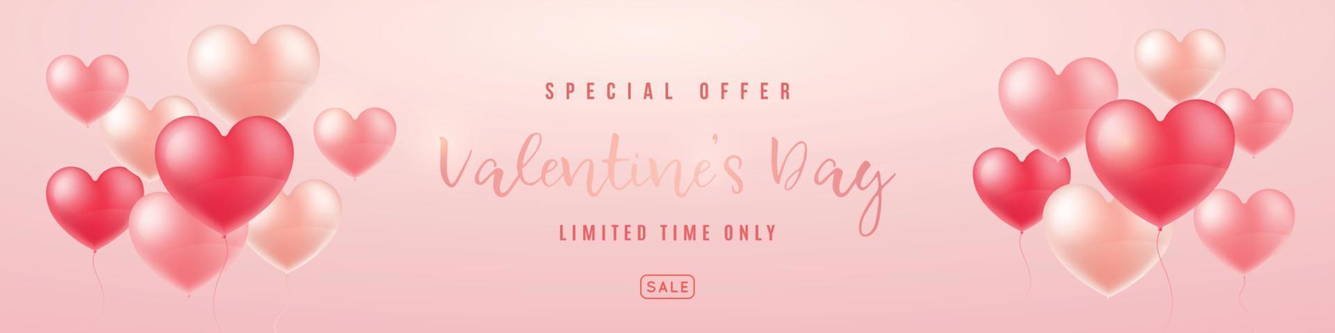 Long Horizontal Valentine's Day Sale Banner. vector