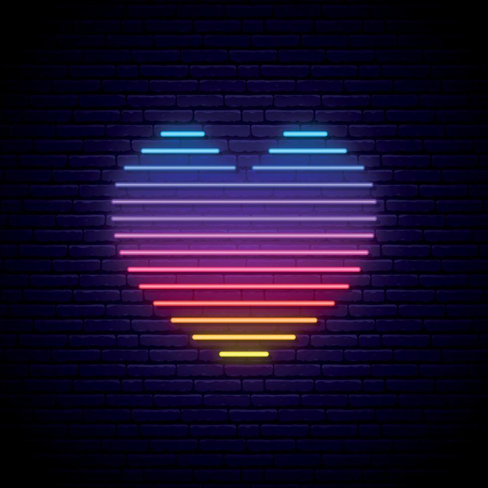 corazón de neón de vector brillante.