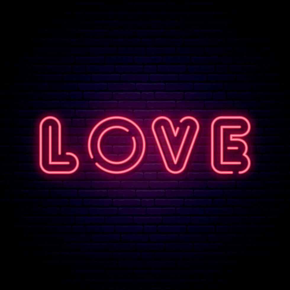 Love neon sign. vector