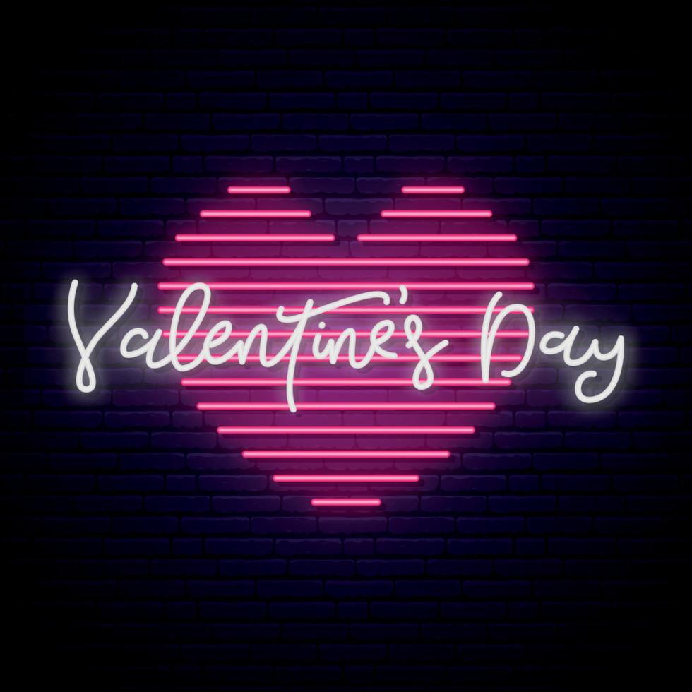 Valentine day neon sign. vector