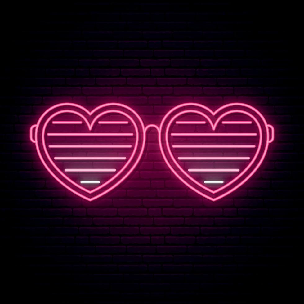 Neon shutter glasses in the shape of a heart. vector