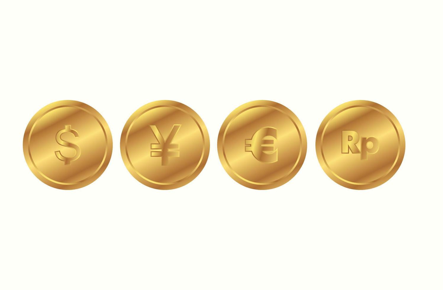 dollar, yuan, euro, rupiah, currency icon. with golden texture vector