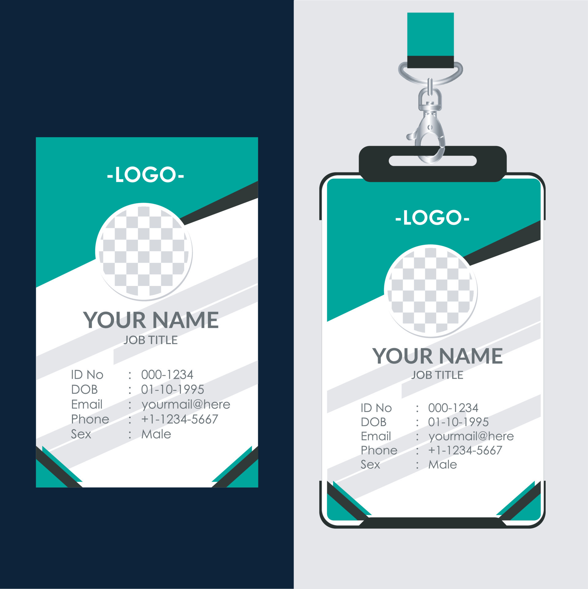 Business ID card template , green color id card design, 4339010 Vector