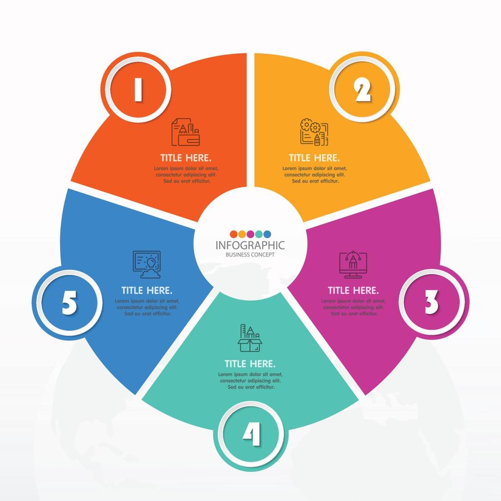 Basic circle infographic template with 5 steps. vector