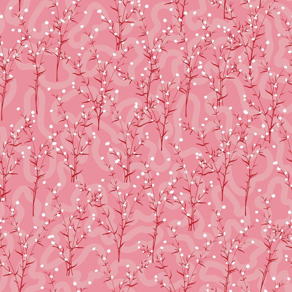 Blooming wildflower seamless pattern on abstract background vector